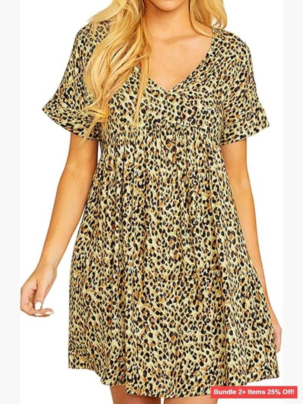Women's Summer Tshirt Dress Babydoll Mini Tunic Ruched A-Line Flowy Casual